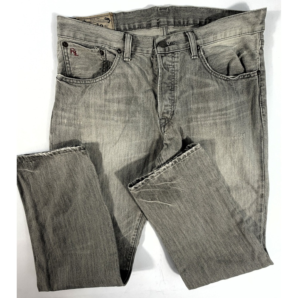 Polo Ralph Lauren Hampton Straight Jeans Mens 32x30 Gray Faded 100% Cotton